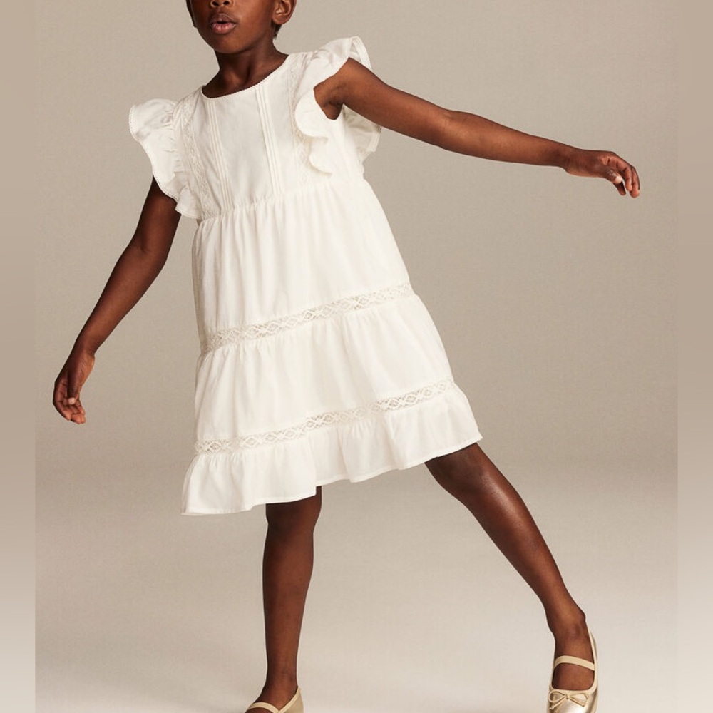 H&M Ruffle Lace Trim Sleeveless Flounce Dress